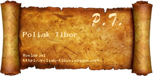 Poliak Tibor névjegykártya